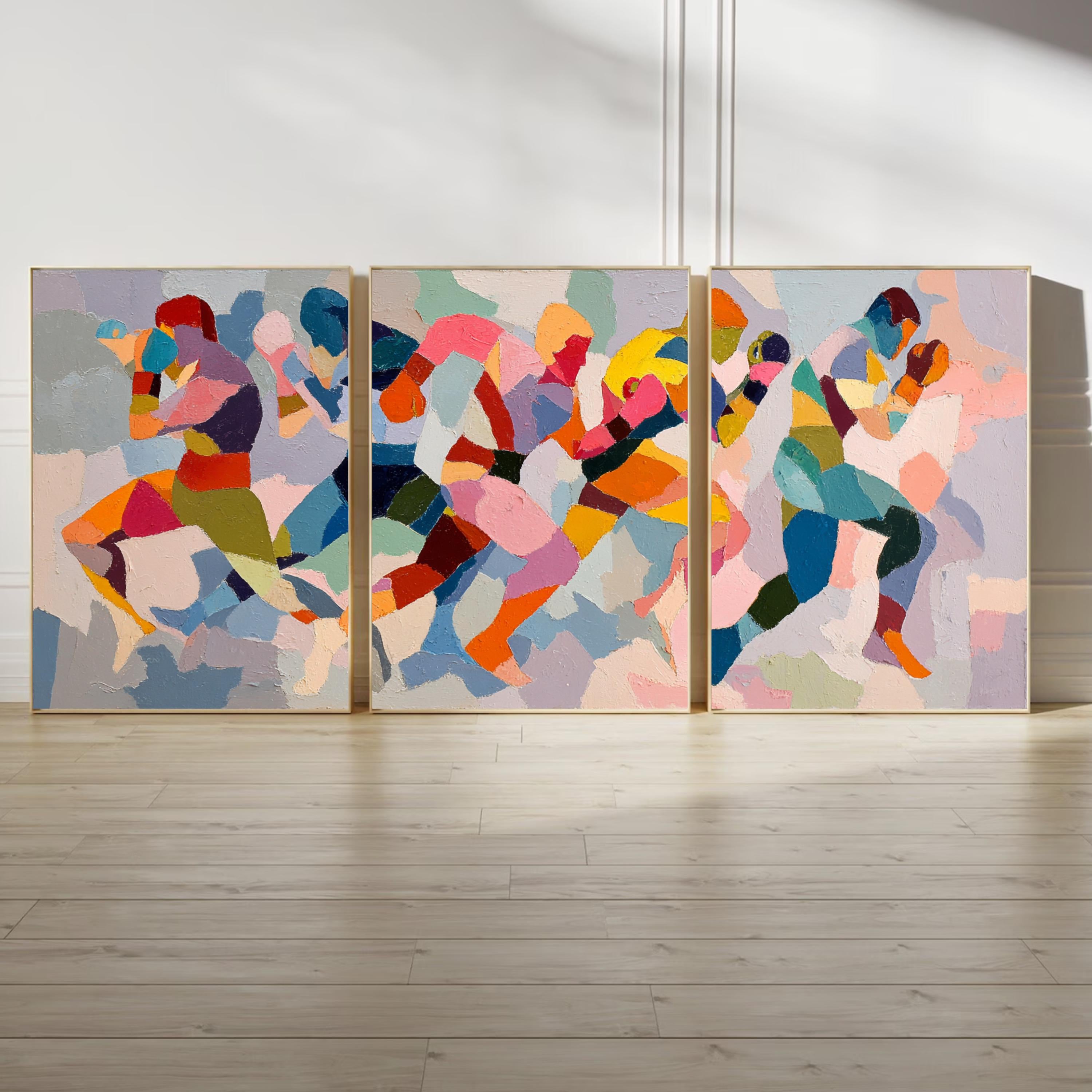 Abstract Boxing Art Poster Set | 3 Piece Kickboxing MMA Wall Prints | Dynamic Sports Artwork
