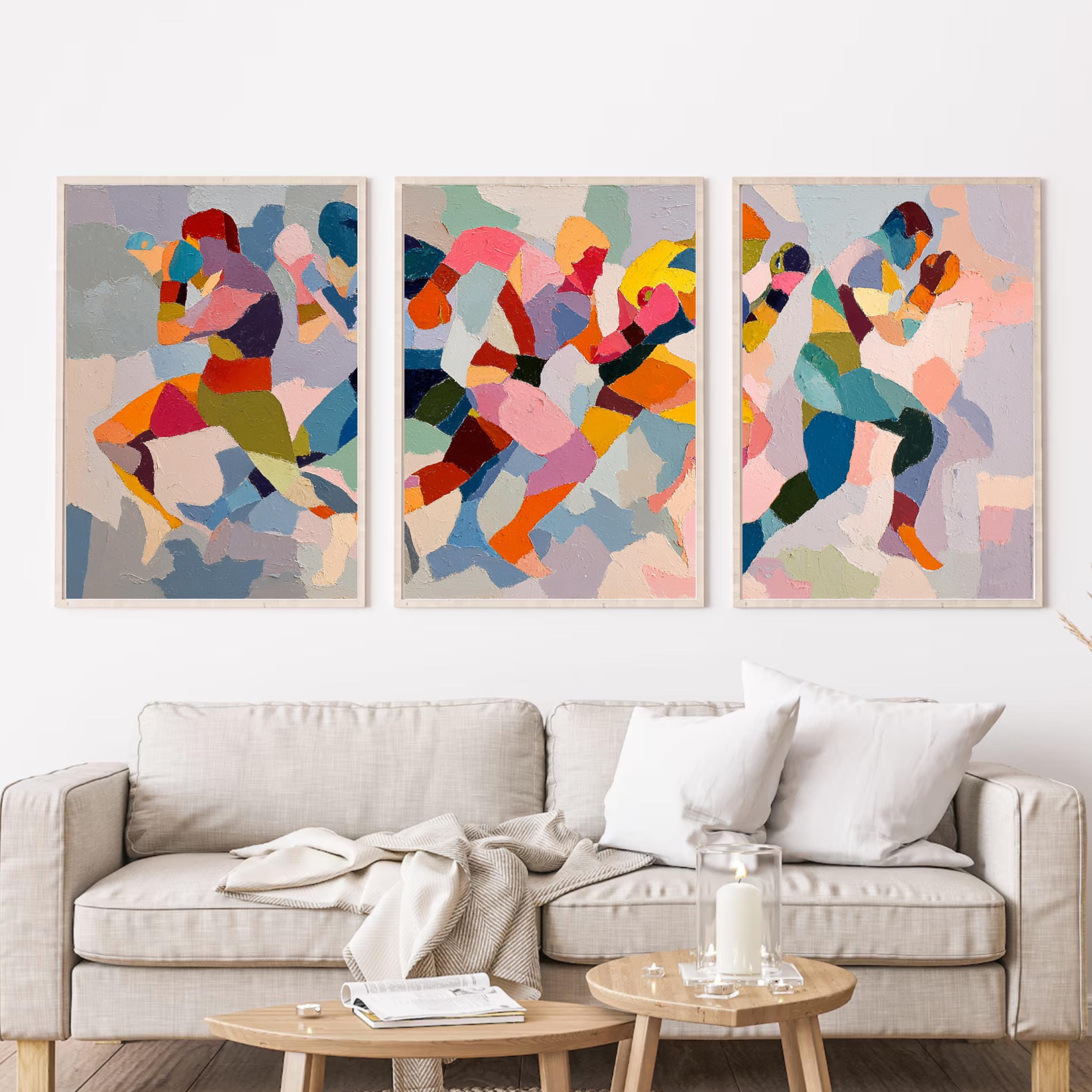 Abstract Boxing Art Poster Set | 3 Piece Kickboxing MMA Wall Prints | Dynamic Sports Artwork