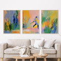 Abstract Cricket Art Poster Set | 3 Piece Sports Wall Prints | Cricket Gift for Fans and Players| Large 32x24 Inch Prints
