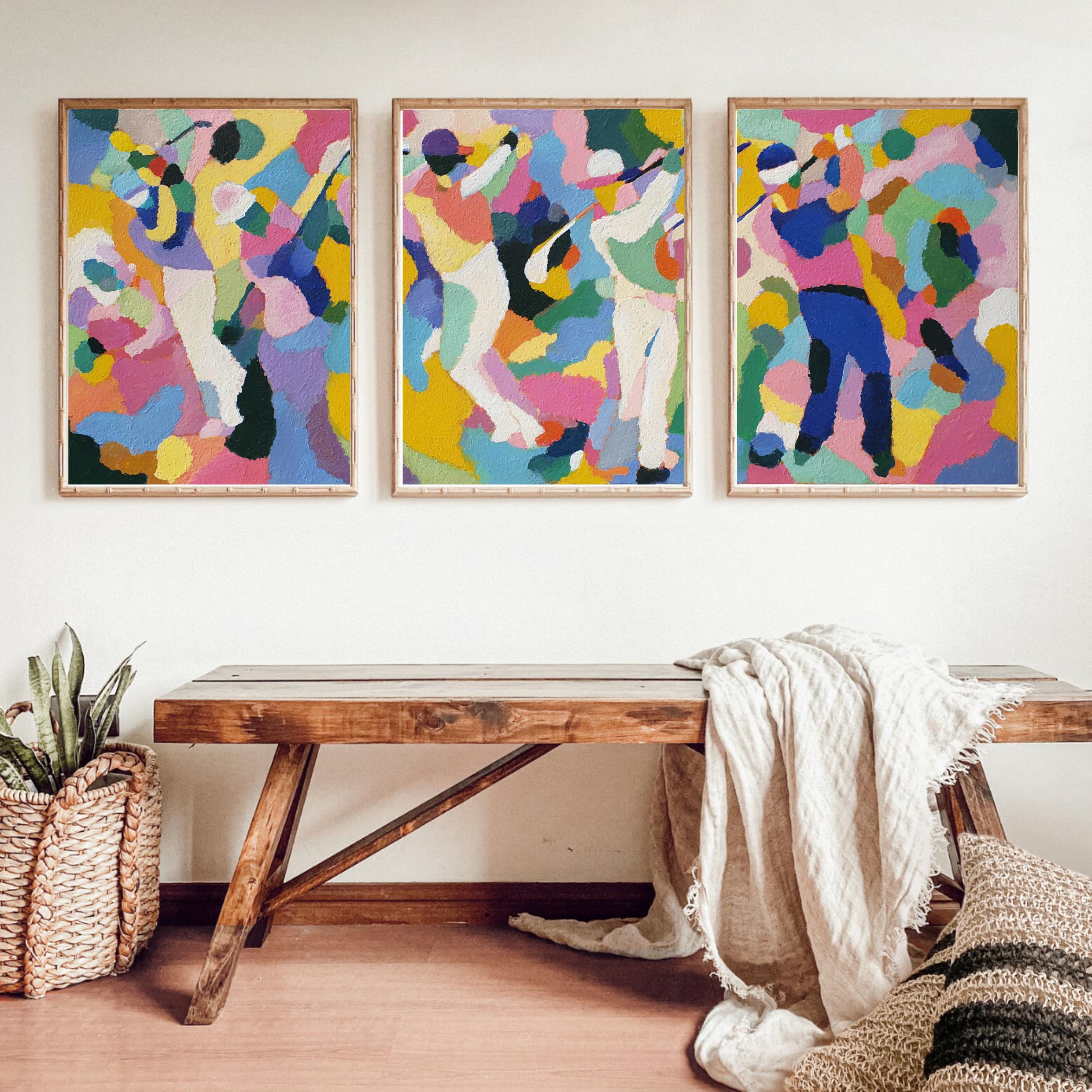 Modern Abstract Golf Art Poster Set | Matisse Inspired Sports Wall Prints | 3 Piece Golf Artwork