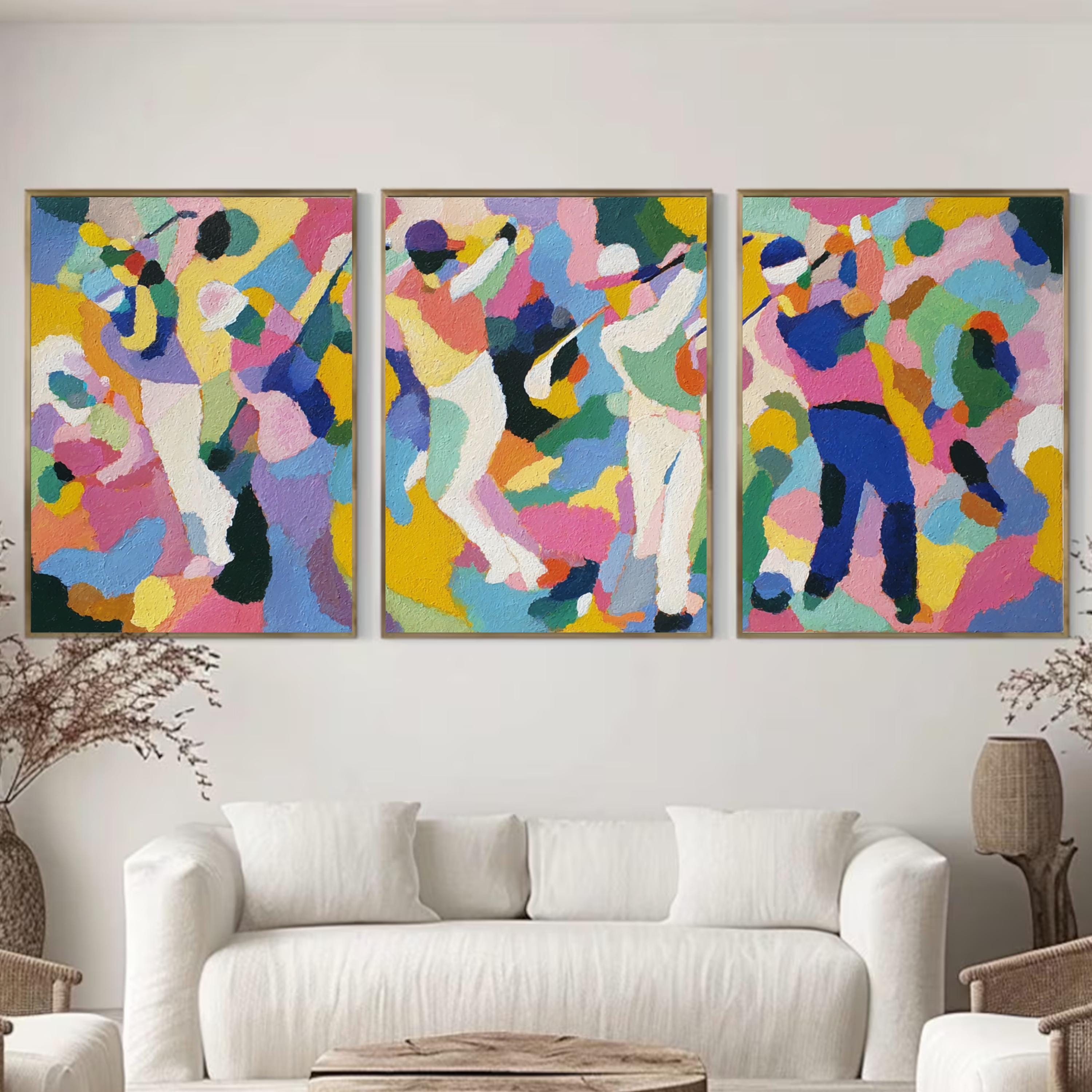 Modern Abstract Golf Art Poster Set | Matisse Inspired Sports Wall Prints | 3 Piece Golf Artwork