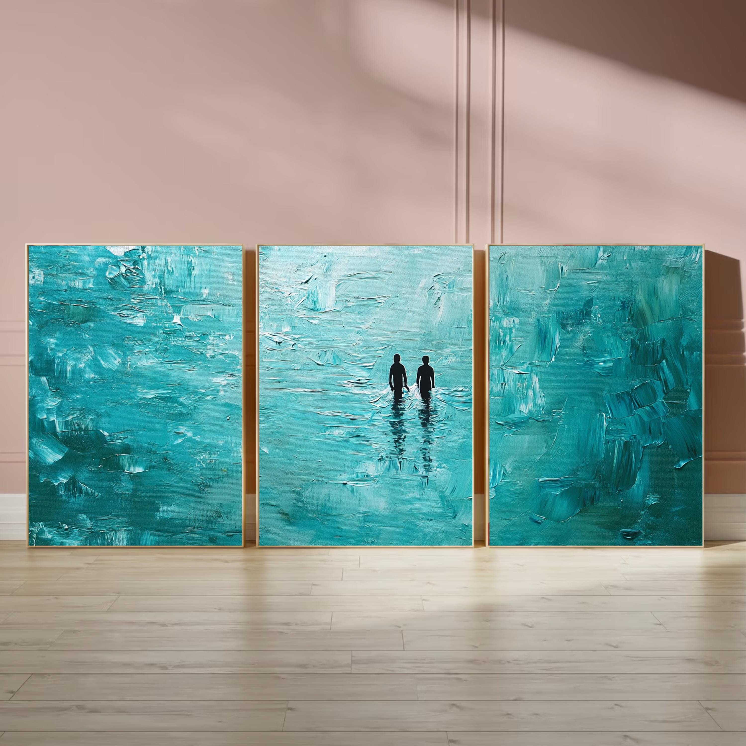Emotional Ocean Art | 3 Piece Modern Wall Prints | Two Souls Starting Over