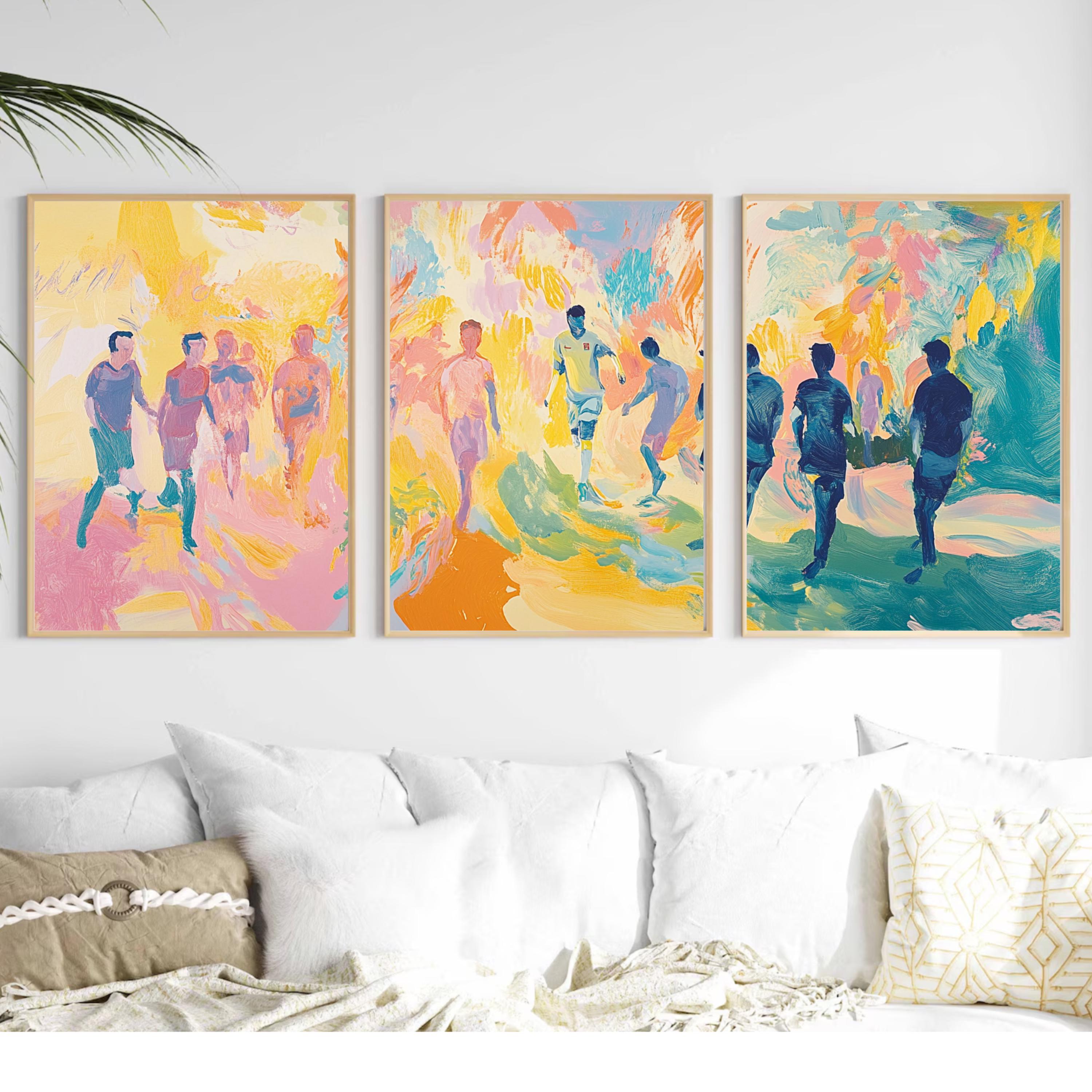 Soccer Team Art Poster Set | Perfect Gift for Soccer Lovers | 3 Piece Vibrant Sports Artwork