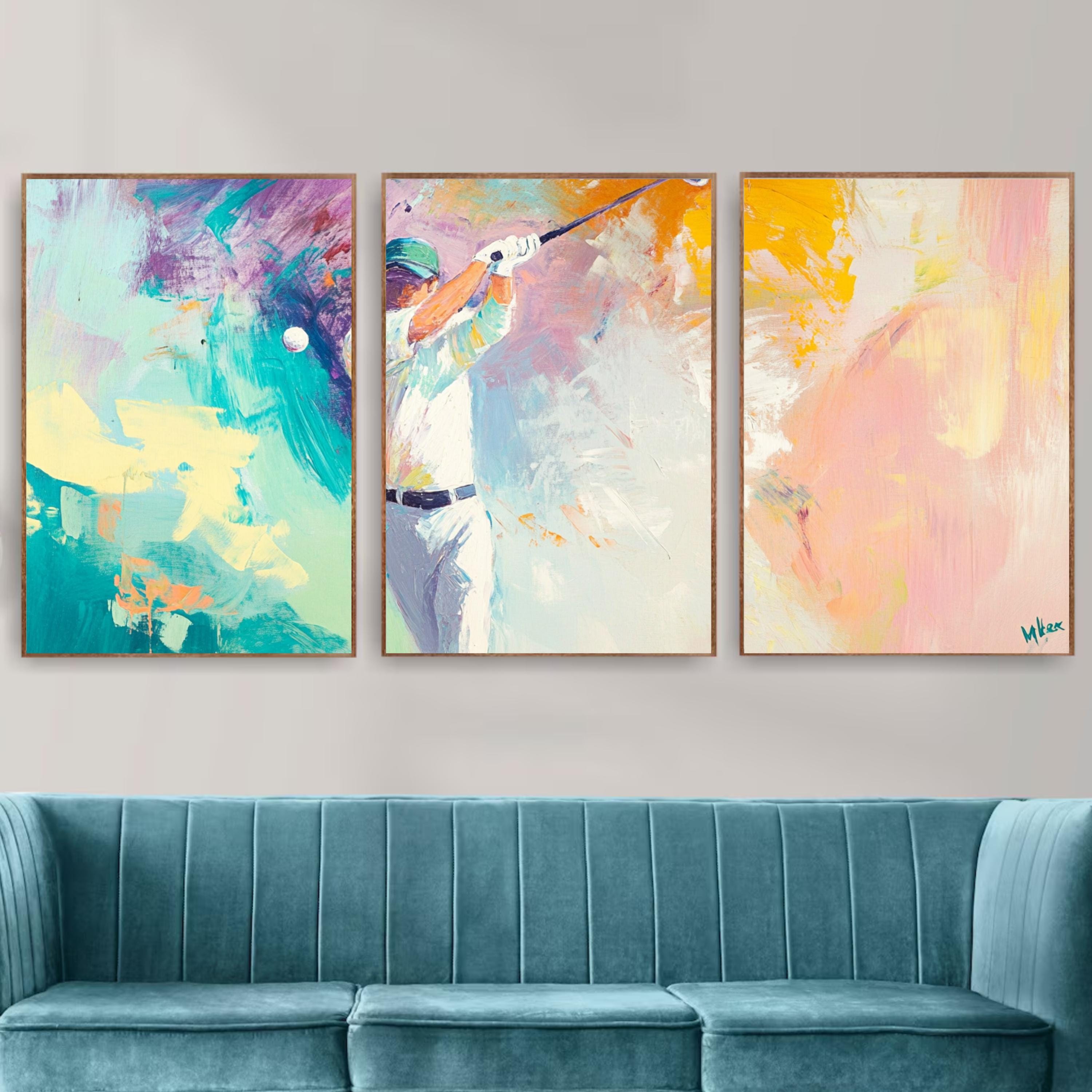 Driving Range Art | Modern Abstract Golf Wall Art | Premium Gift for Golf Enthusiasts