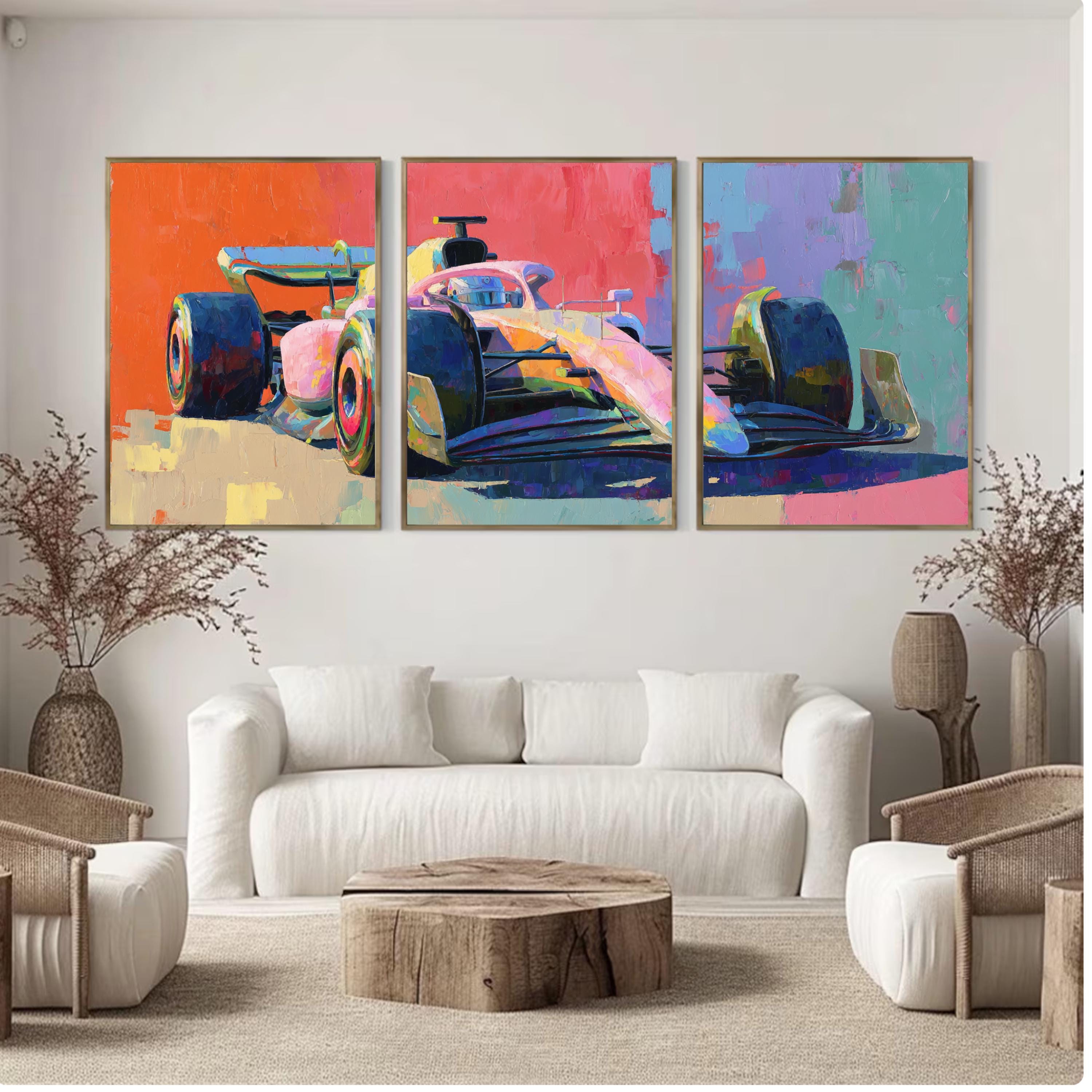 Abstract Formul 1 Racing Art Poster Set | 3 Piece Large Wall Prints