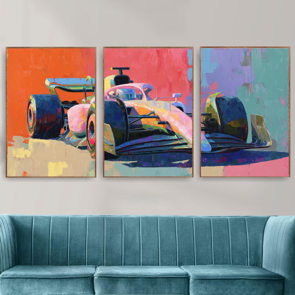 Abstract Formul 1 Racing Art Poster Set | 3 Piece Large Wall Prints