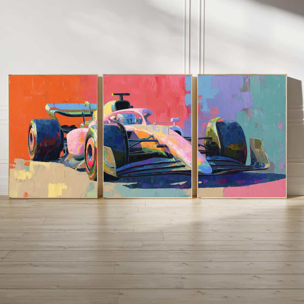 Abstract Formul 1 Racing Art Poster Set | 3 Piece Large Wall Prints