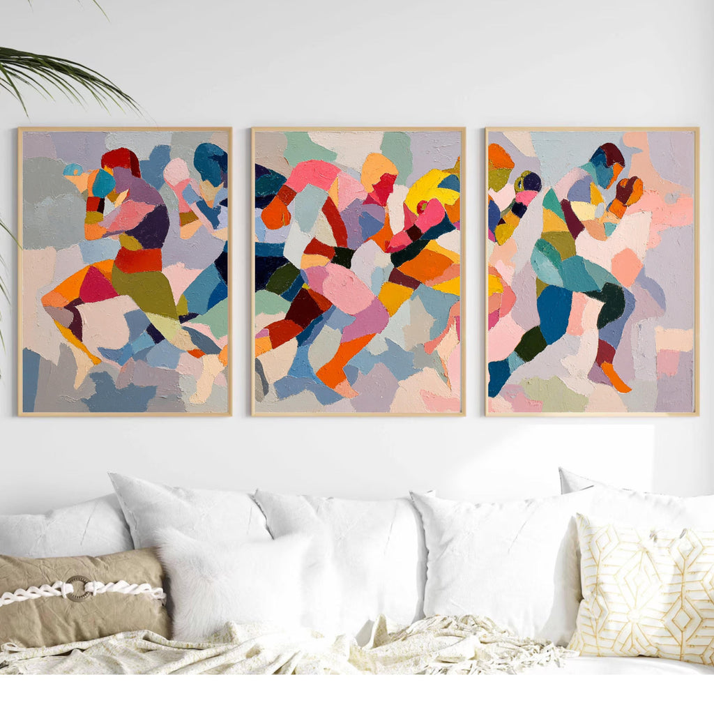 Abstract Boxing Art Poster Set | 3 Piece Kickboxing MMA Wall Prints | Dynamic Sports Artwork