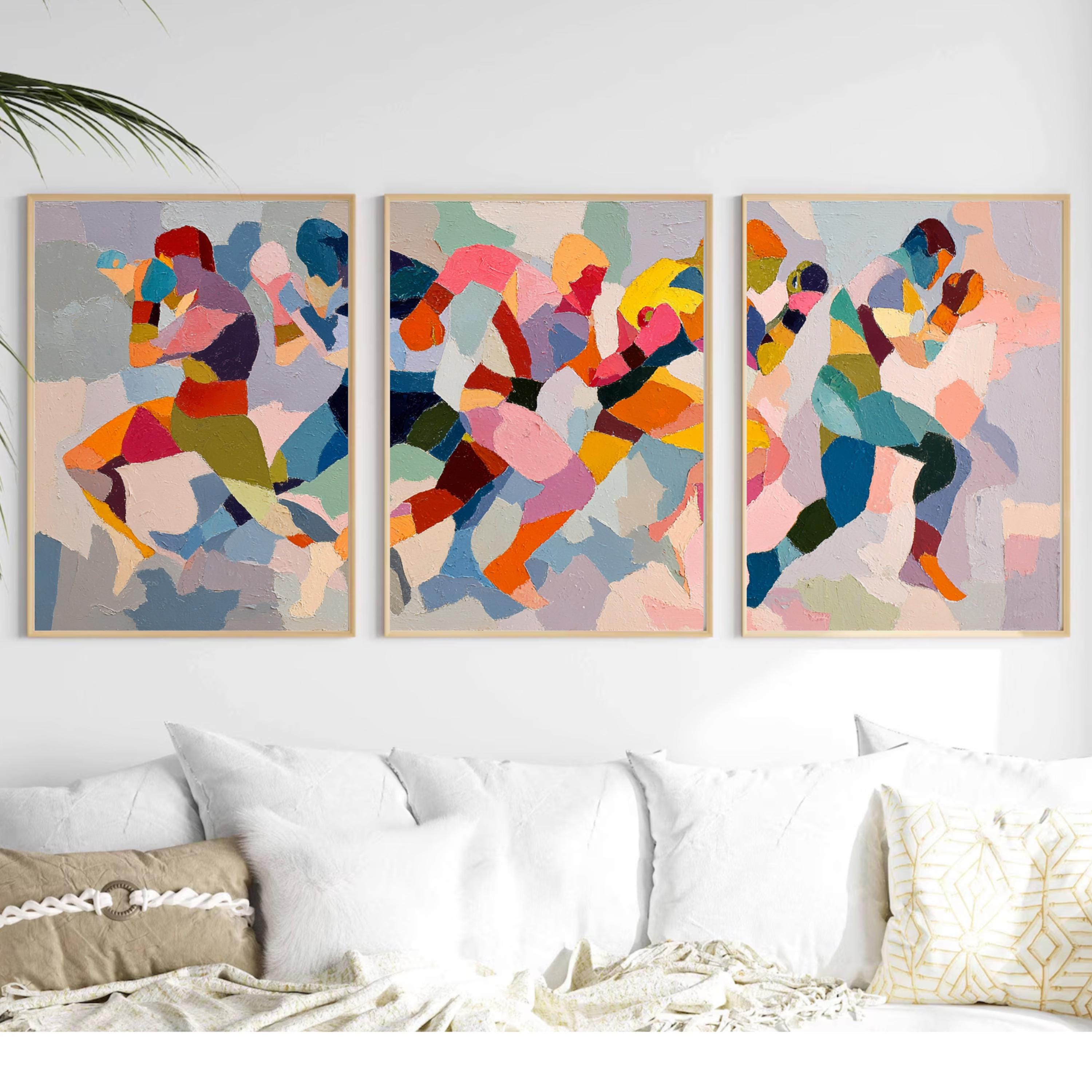 Abstract Boxing Art Poster Set | 3 Piece Kickboxing MMA Wall Prints | Dynamic Sports Artwork