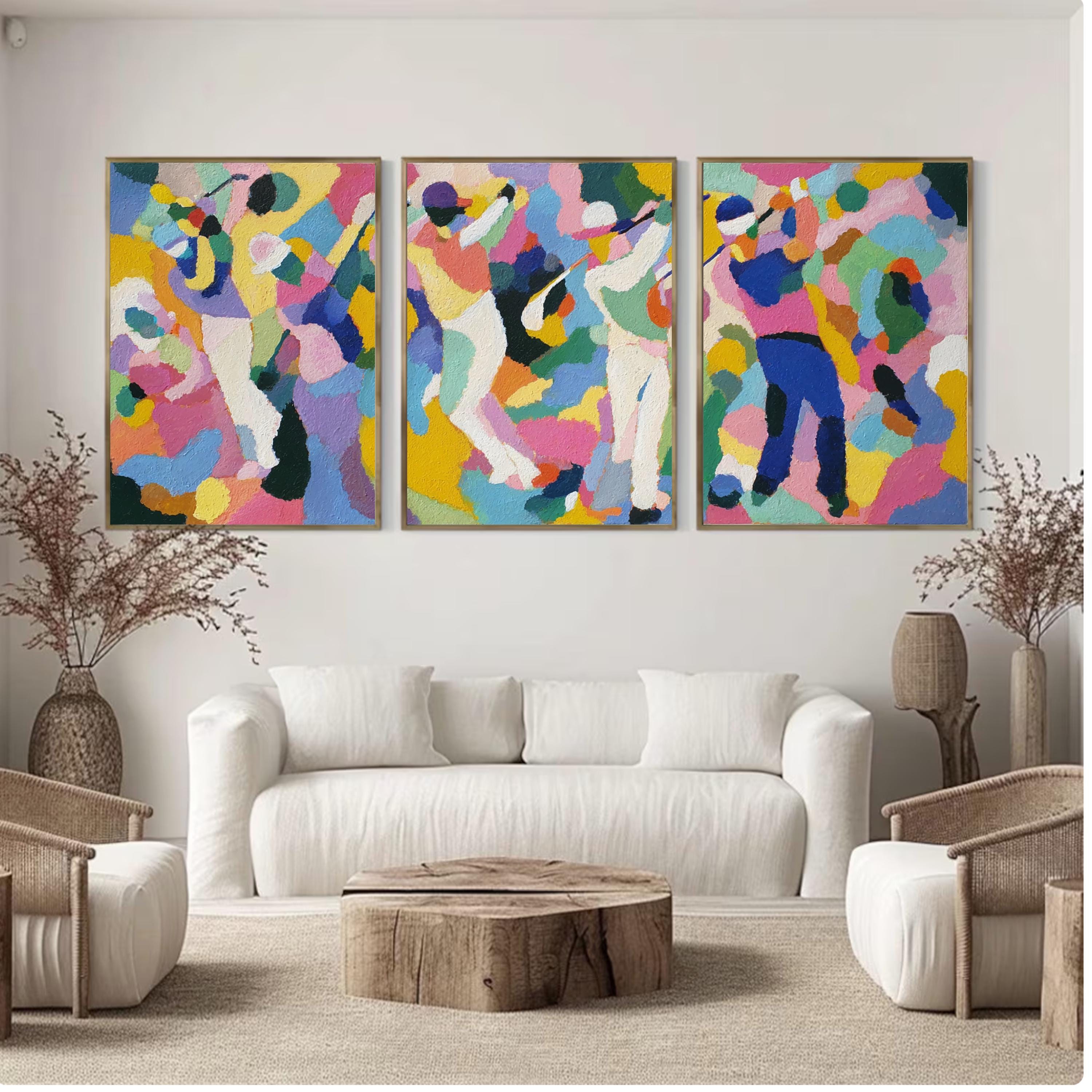 Modern Abstract Golf Art Poster Set | Matisse Inspired Sports Wall Prints | 3 Piece Golf Artwork