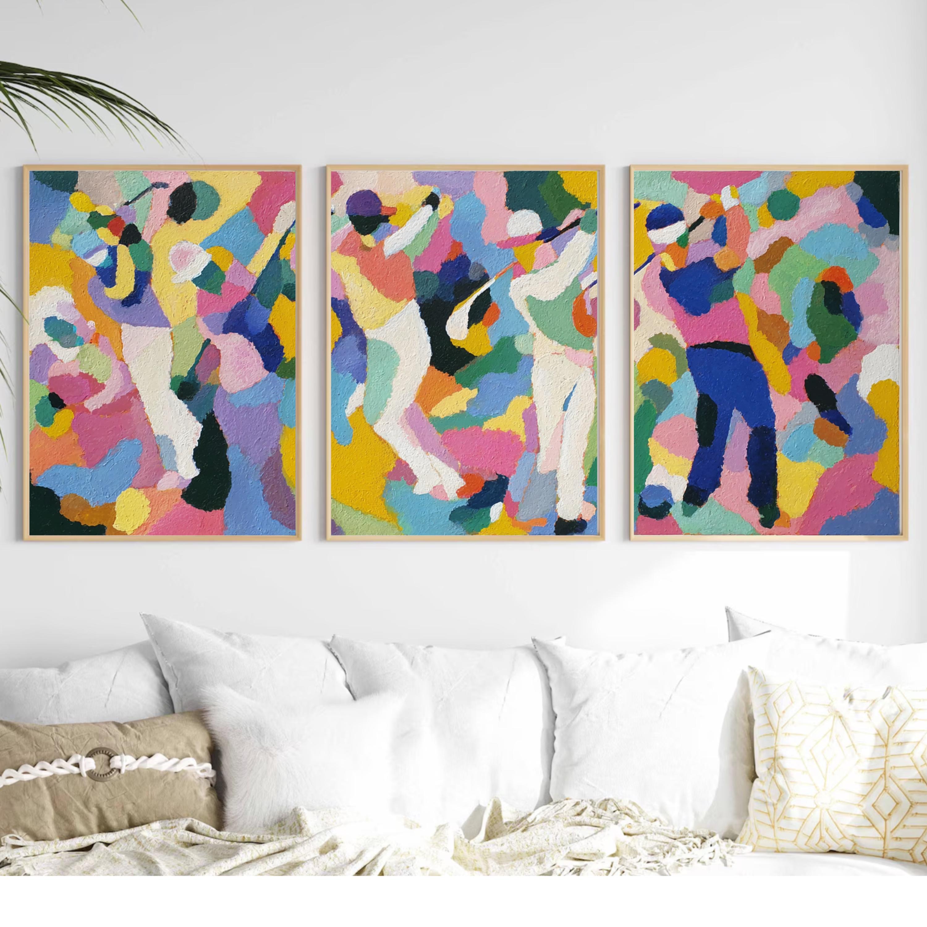 Modern Abstract Golf Art Poster Set | Matisse Inspired Sports Wall Prints | 3 Piece Golf Artwork