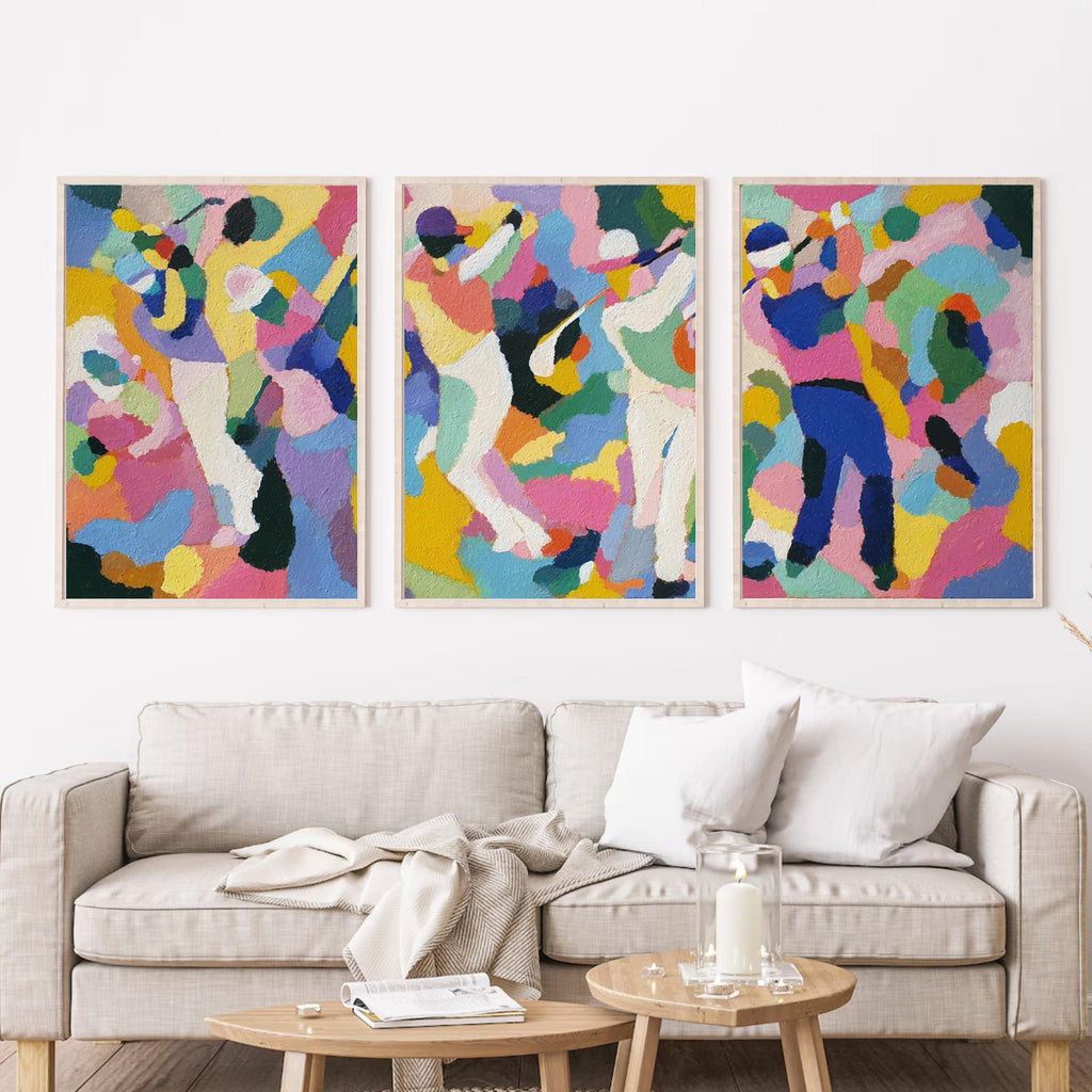 Modern Abstract Golf Art Poster Set | Matisse Inspired Sports Wall Prints | 3 Piece Golf Artwork