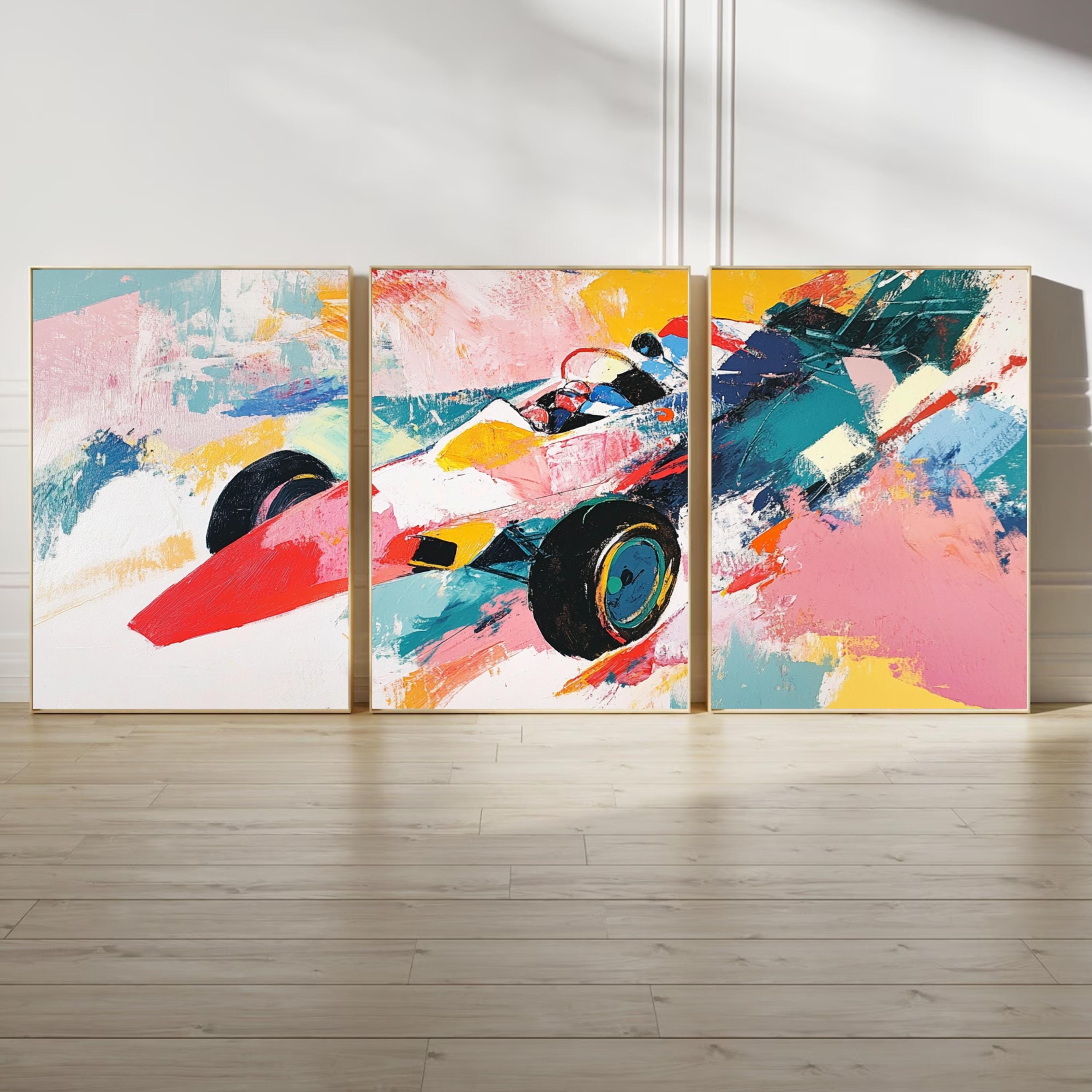 Abstract Ferrari Racing Art Poster Set | 3 Piece Large Wall Prints