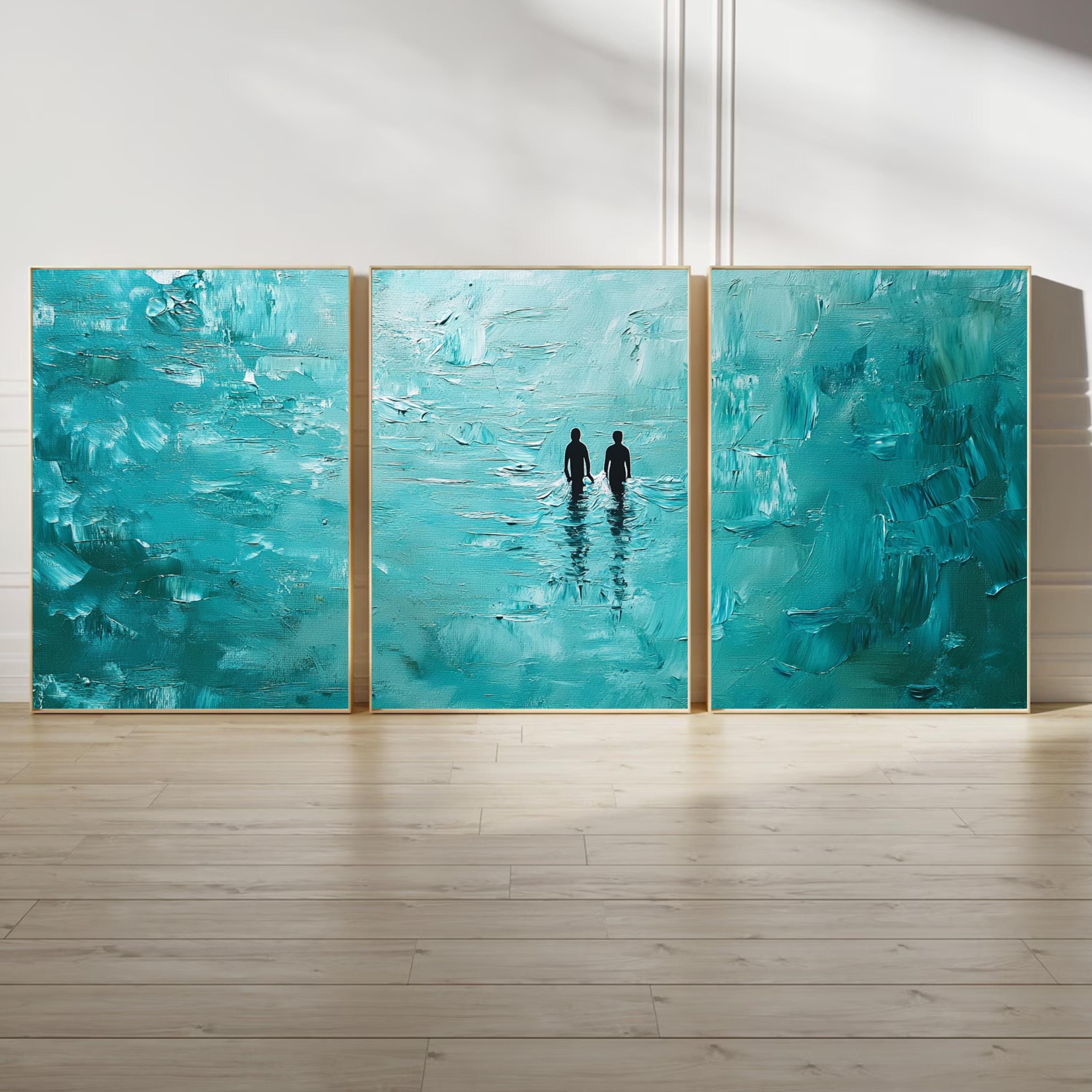 Emotional Ocean Art | 3 Piece Modern Wall Prints | Two Souls Starting Over