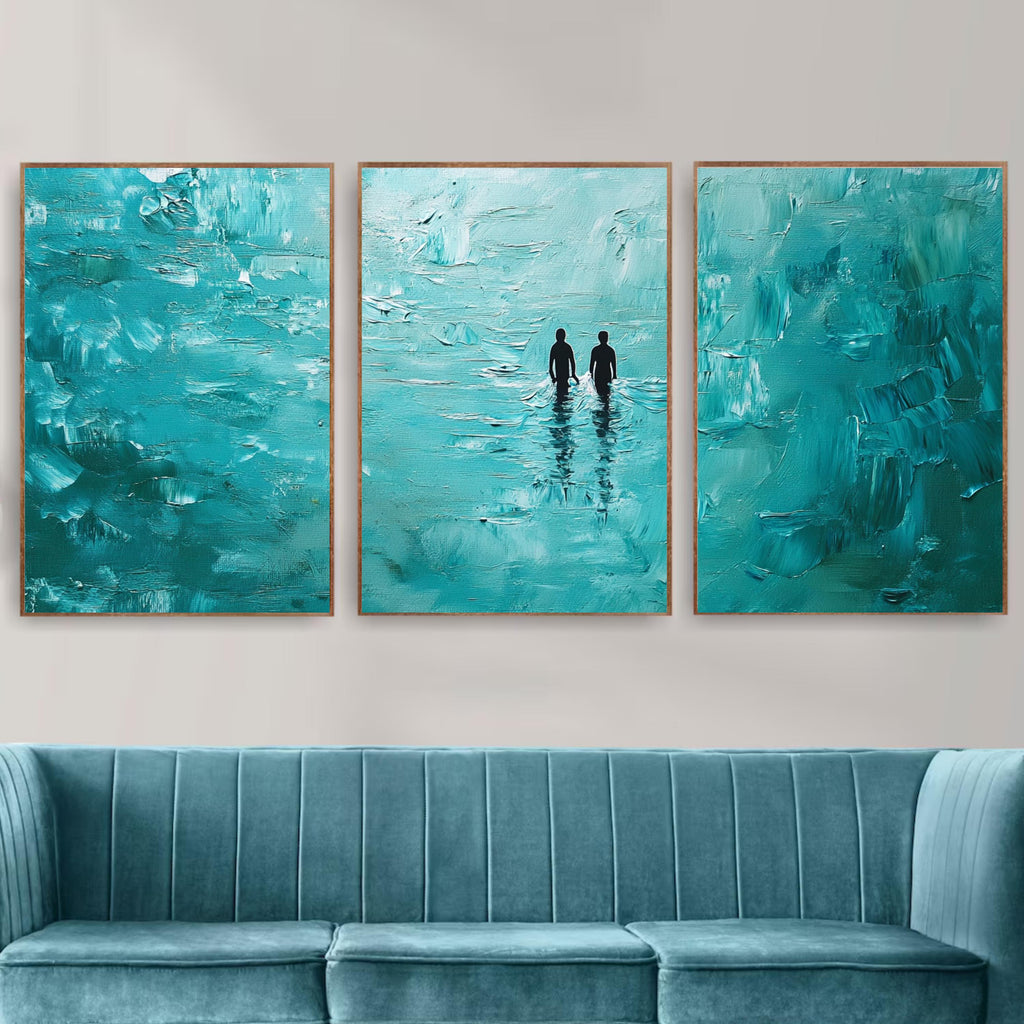 Emotional Ocean Art | 3 Piece Modern Wall Prints | Two Souls Starting Over