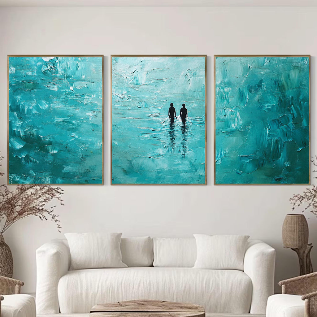 Emotional Ocean Art | 3 Piece Modern Wall Prints | Two Souls Starting Over