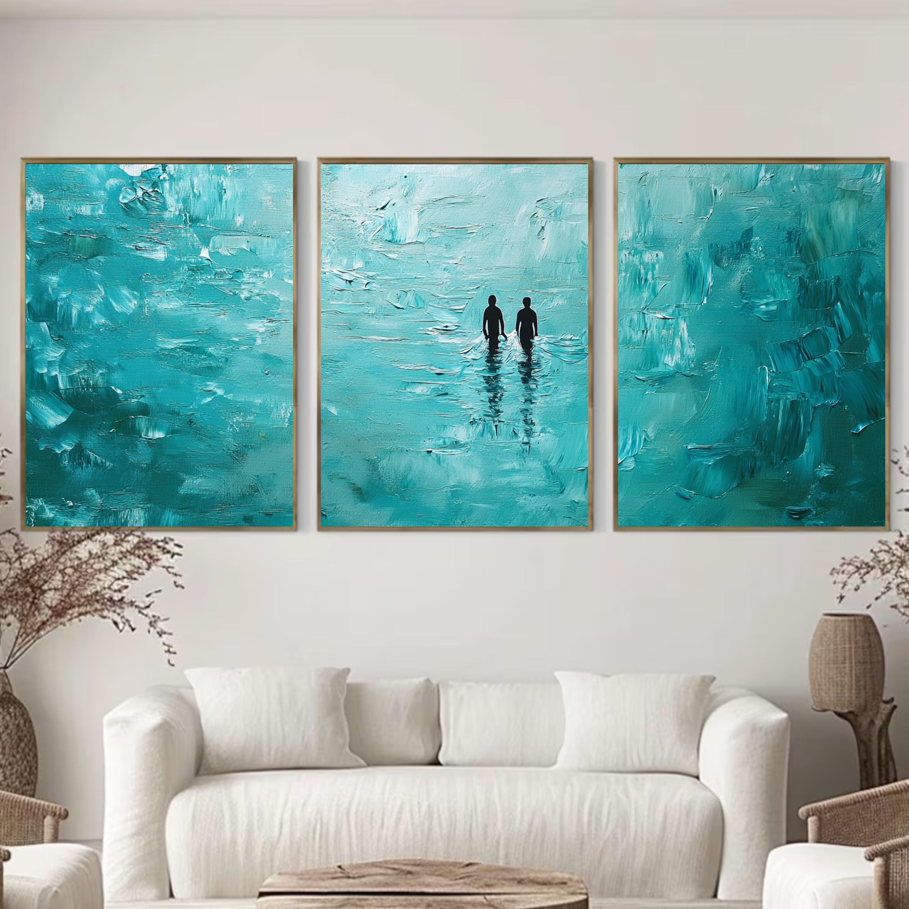 Emotional Ocean Art | 3 Piece Modern Wall Prints | Two Souls Starting Over