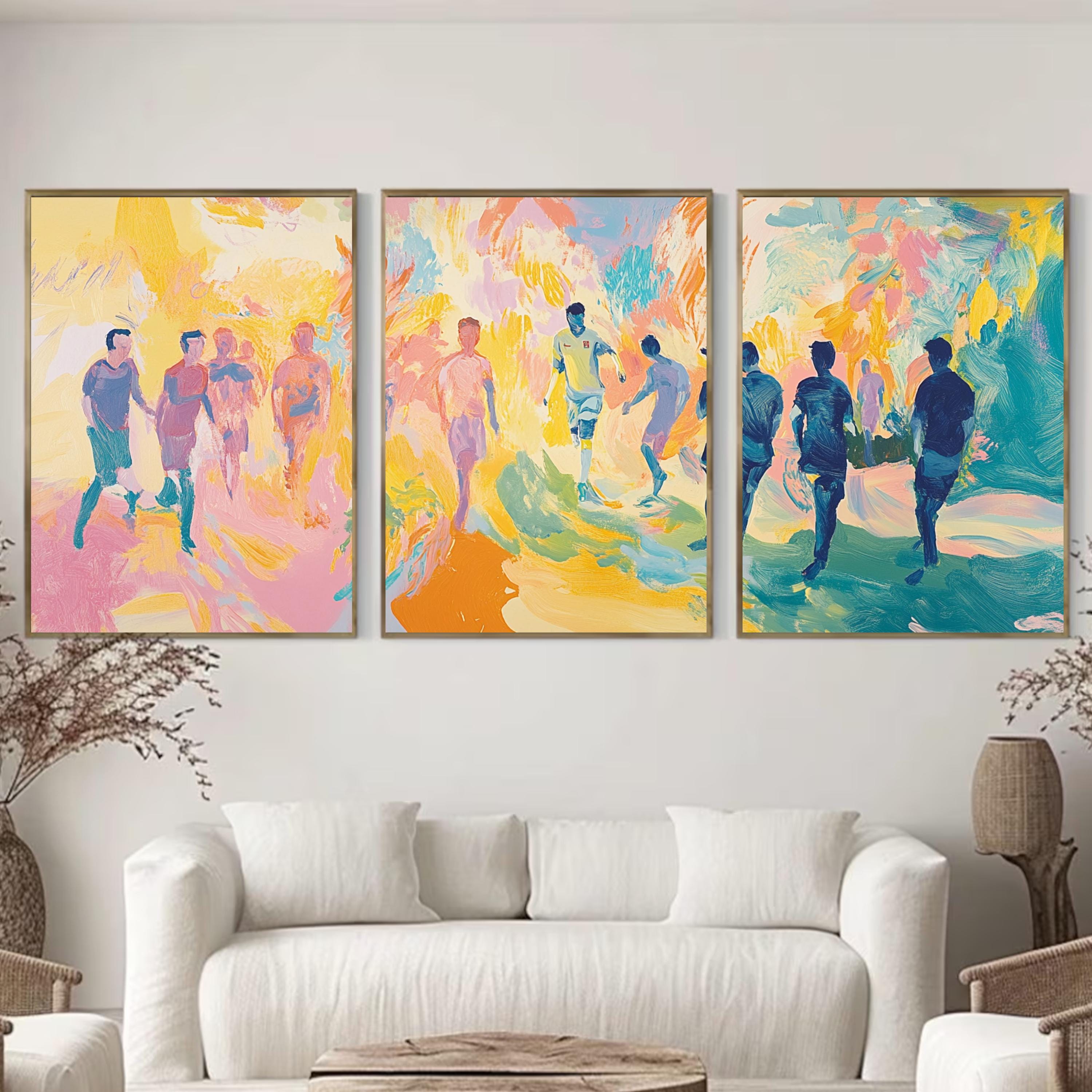 Soccer Team Art Poster Set | Perfect Gift for Soccer Lovers | 3 Piece Vibrant Sports Artwork