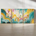 Colorful Aboriginal Abstract Triptych Poster Set, Modern Botanical Wall Art, Vibrant Nature Inspired Prints for Living Room Bedroom Home