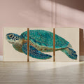 Sea Turtle Wall Art Set of 3 | Ocean Triptych Poster Prints | Coastal Beach House Decor for Living Room or Bedroom