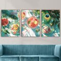 Citrus Cocktail Poster Set, Summer Kitchen Wall Art with Grapefruit, Lime and Pomegranate Prints, Colorful Fruit Still Life Triptych