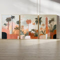 Boho Abstract Palm Tree Art Set of 3 | Tropical Landscape Prints | Terracotta Botanical Wall Decor | Warm Earth Tone Triptych Posters
