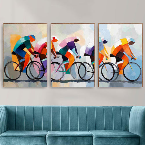 Abstract Tour de France Cycling Art Poster Set | 3 Piece Abstract Racing Wall Prints