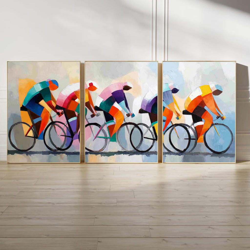 Abstract Tour de France Cycling Art Poster Set | 3 Piece Abstract Racing Wall Prints