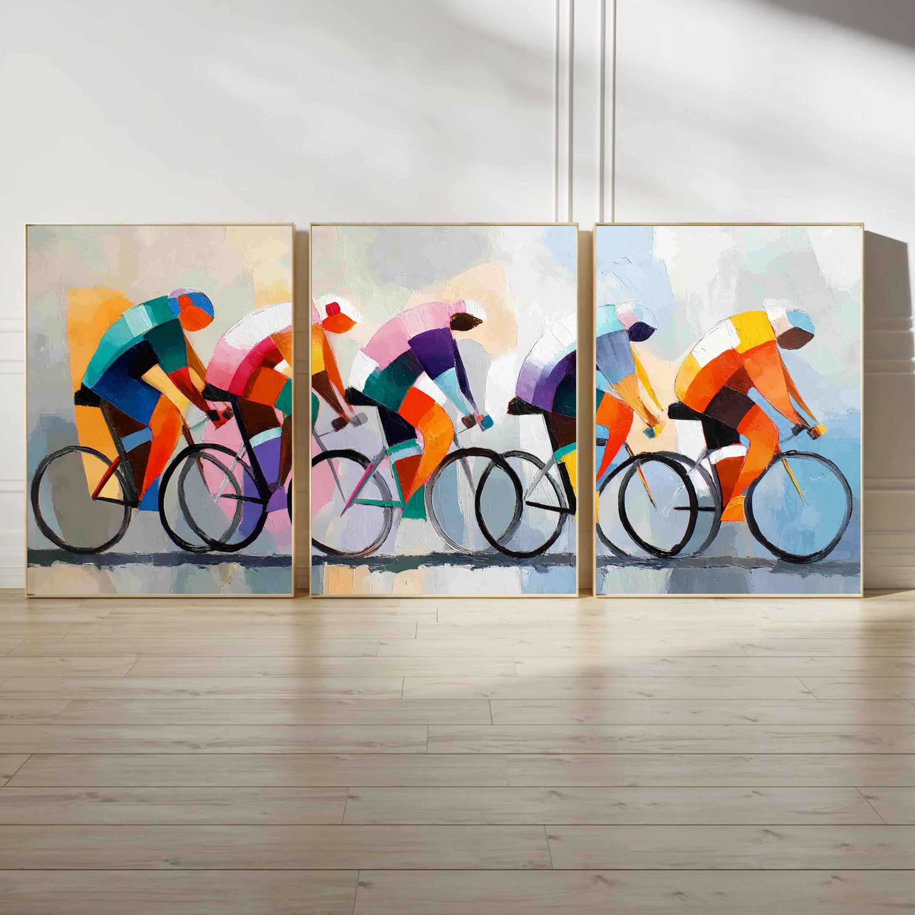 Abstract Tour de France Cycling Art Poster Set | 3 Piece Abstract Racing Wall Prints