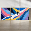 Ski Painting Poster Set | 3 Piece Wall Art Prints | Extreme Winter Sports Acrylic Artwork | Large 32x24 Inch Prints