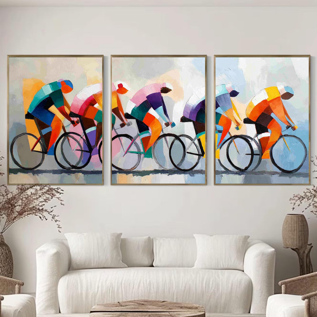 Abstract Tour de France Cycling Art Poster Set | 3 Piece Abstract Racing Wall Prints