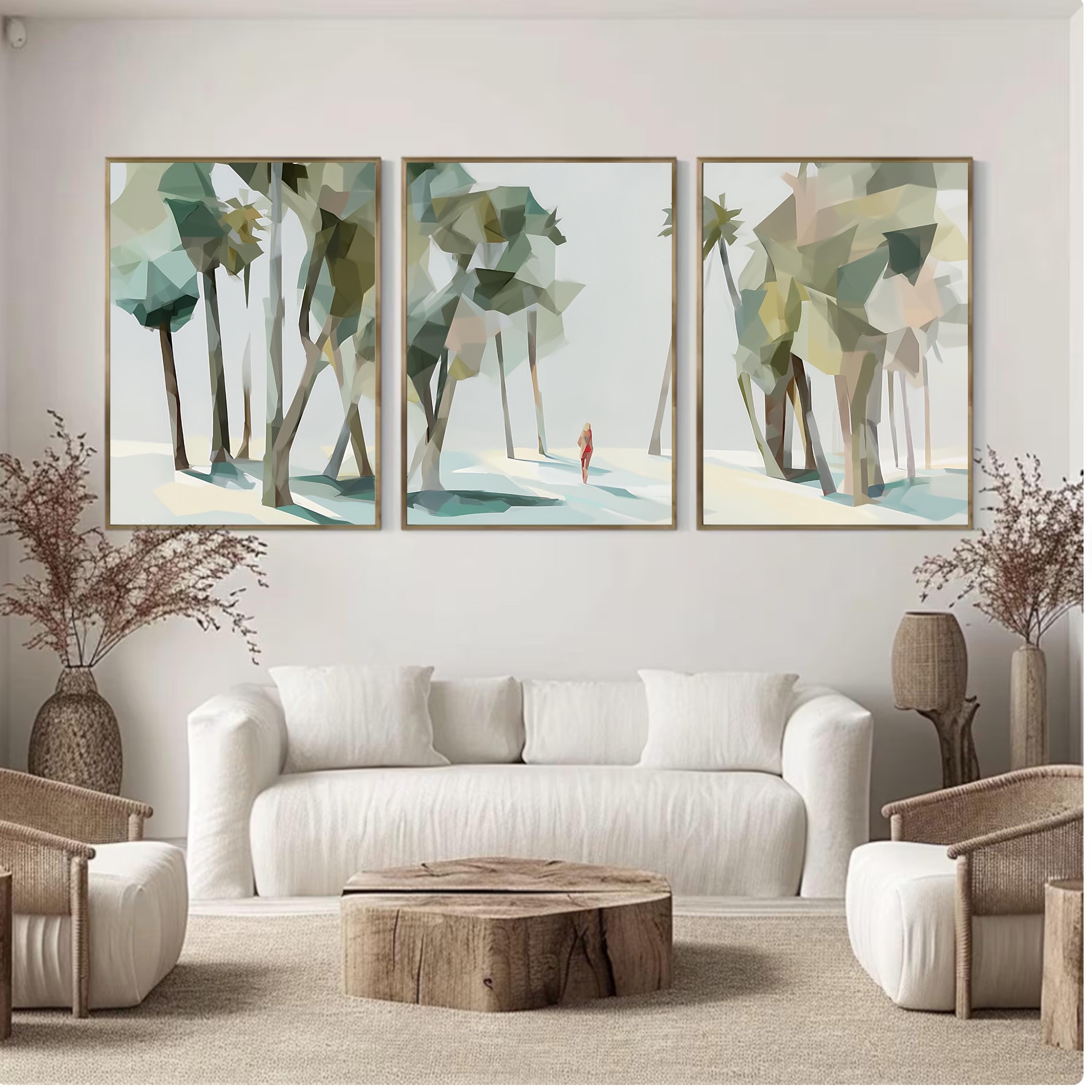 Abstract Palm Tree Wall Art Set of 3, Minimalist Desert Prints, Neutral California Poster Set, Modern Boho Palm Decor